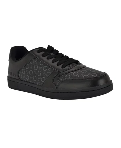 Guess Men's Leaton Branded Lace Up Casual Sneakers In Black