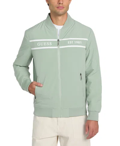 Guess Men's Lightweight Logo Full-zip Bomber Jacket In Dusty Fern