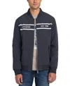 Guess Men's Lightweight Logo Full-zip Bomber Jacket In Blue