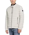 Guess Men's Lightweight Quilted Jacket With Moto Detail In Birch Bark
