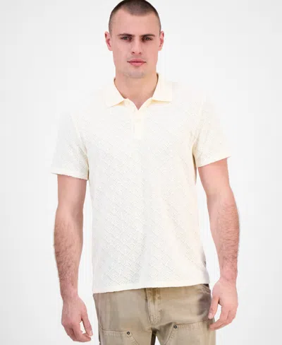Guess Men's Logan Short Sleeve Knit Polo Shirt In White