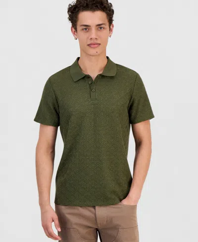 Guess Men's Logan Short Sleeve Knit Polo Shirt In Green