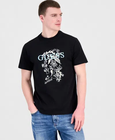 Guess Men's Logo Floreal T-shirt In Black