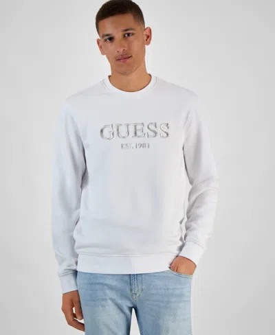 Guess Men's Logo Sweatshirt In Pure White