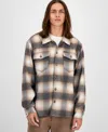 Guess Men's Long Sleeve Check Button-front Overshirt In Gray