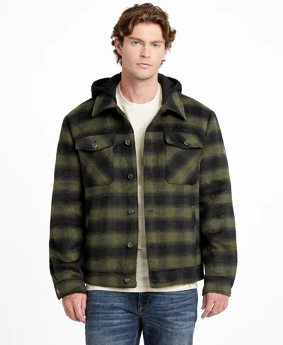 Guess Men's Long-sleeve Check Print Shirt Jacket In Animal Print