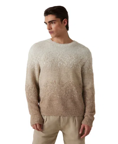 Guess Men's Long Sleeve Stripe Pattern Sweater In Brown