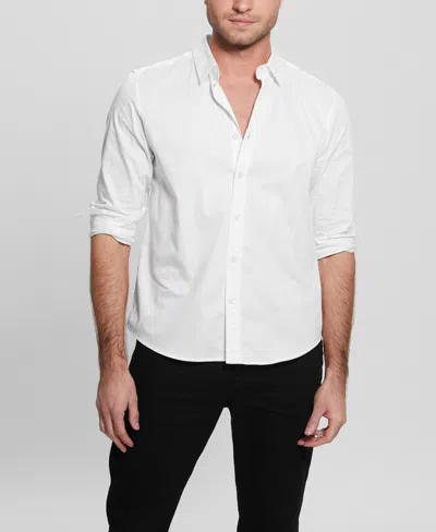 Guess Men's Luxe Stretch Long Sleeves Shirt In Pure White