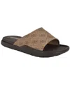 Guess Men's Magaria Branded Elevated Pool Slides In Light Brown Logo Multi