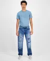 Guess Men's Mason Rip And Repair Distressed Jeans In Blue