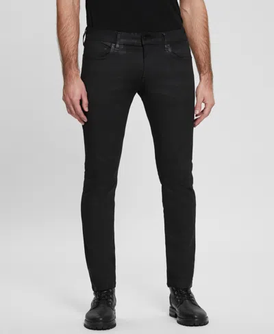 Guess Men's Miami Black Coated Skinny Jeans In Dark Wash