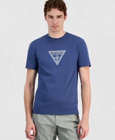 Guess Men's Mid Triangle Print T-shirt In Blue