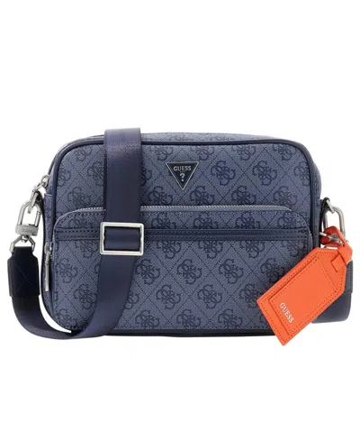 Guess Men's Milano Double-zip Crossbody Bag In Blue