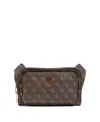 Guess Men's Milano Flat Bum Bag With Front Pocket In Brown,ochre,burgundy