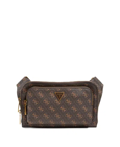 Guess Men's Milano Flat Bum Bag With Front Pocket In Brown,ochre,burgundy