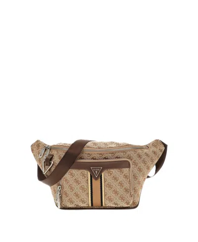 Guess Men's Milano Maxi Bum Bag With Front Pocket In Light Brown
