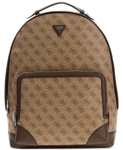 Guess Men's Milano Monogram Pattern Backpack In Brown