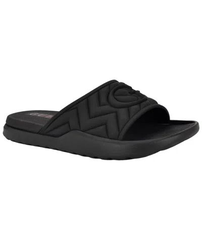 Guess Men's Moliano Branded Slip On Fashion Slides In Black