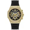 Guess Men's Momentum Black Gold Tone Multi-function Black Dial Watch In Gold
