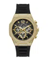 Guess Men's Momentum Black Gold Tone Multi-function Black Dial Watch In Brown
