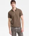 Guess Men's Morales Quarter-zip Knit Polo Shirt In Brown