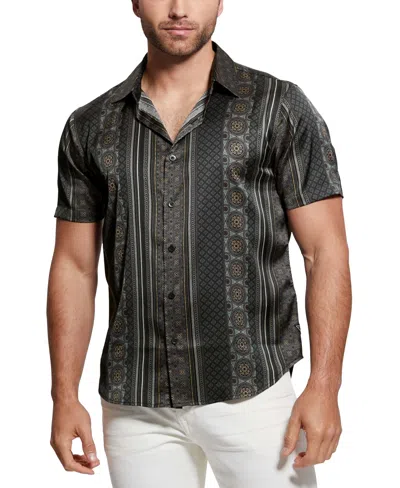 Guess Men's Mosaic Stripe Shirt In Mosaic Stripe Tan