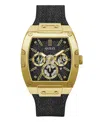 Guess Men's Multi-function Black Denim Or Silicone Watch 42mm In Black