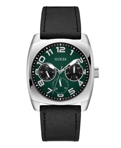 Guess Men's Multi-function Black Genuine Leather Watch 41mm