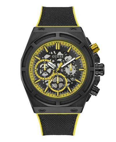 Guess Men's Multi-function Black Nylon, Silicone Watch, 47mm