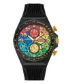 Guess Men's Multi-function Black Silicone Strap Watch, 46mm