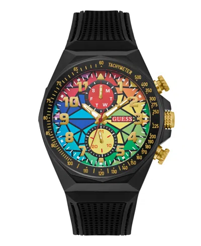 Guess Men's Multi-function Black Silicone Strap Watch, 46mm