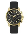 Guess Men's Multi-function Black Silicone Watch, 44mm In Black