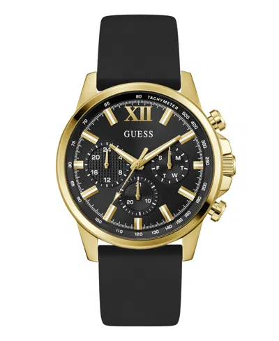 Guess Men's Multi-function Black Silicone Watch, 44mm