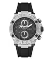Guess Men's Multi-function Black Silicone Watch 46mm In Black