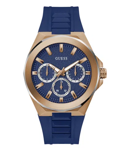 Guess Men's Multi-function Blue Silicone Watch 46mm