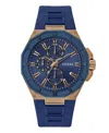 Guess Men's Multi-function Blue Silicone Watch 46mm In Blue