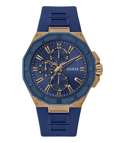 Guess Men's Multi-function Blue Silicone Watch 46mm