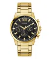 Guess Men's Multi-function Gold Tone Stainless Steel Watch, 44mm In Gold Tone