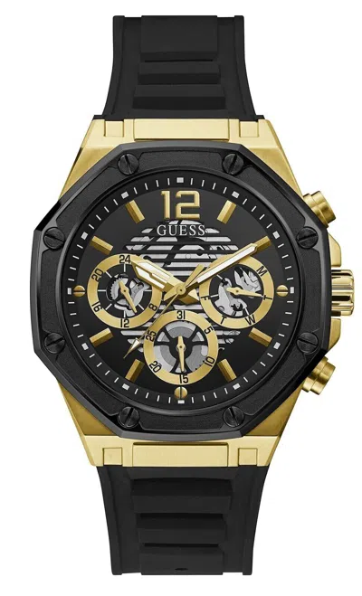 Pre-owned Guess Men's Multi-function Quartz Watch Gw0263g1 In Black/black/gold Tone
