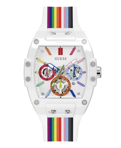 Guess Men's Multi-function Rainbow Silicone Watch, 42mm