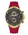 Guess Men's Multi-function Red Silicone Watch 46mm In Red