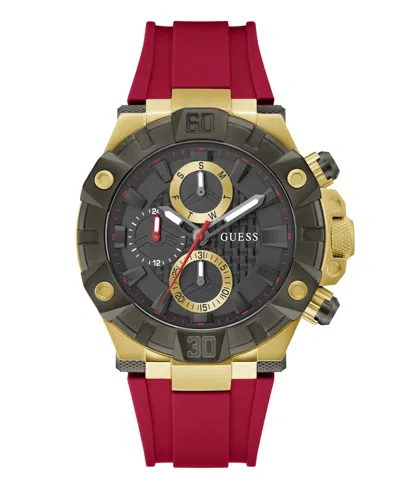 Guess Men's Multi-function Red Silicone Watch 46mm