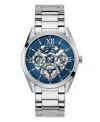 Guess Men's Multi-function Silver-tone Stainless Steel Watch 42mm In Silver Tone
