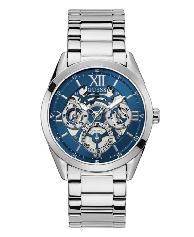 Guess Men's Multi-function Silver-tone Stainless Steel Watch 42mm In Silver Tone