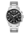 Guess Men's Multi-function Silver Tone Stainless Steel Watch, 44mm In Silver Tone