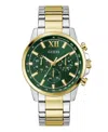 Guess Men's Multi-function Two-tone Stainless Steel Watch, 44mm In Two-tone