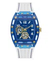Guess Men's Multi-function White Silicone Watch, 44mm In Blue