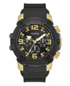 Guess Men's Multifunction Black Silicone Watch, 52mm