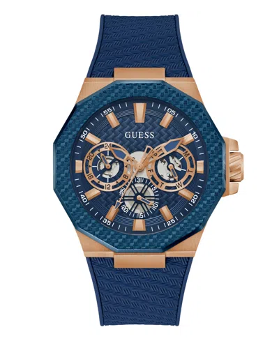 Guess Men's Multifunction Blue Silicone Watch, 45mm