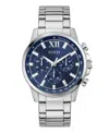 Guess Men's Multifunction Silver Tone Stainless Steel Watch, 44mm